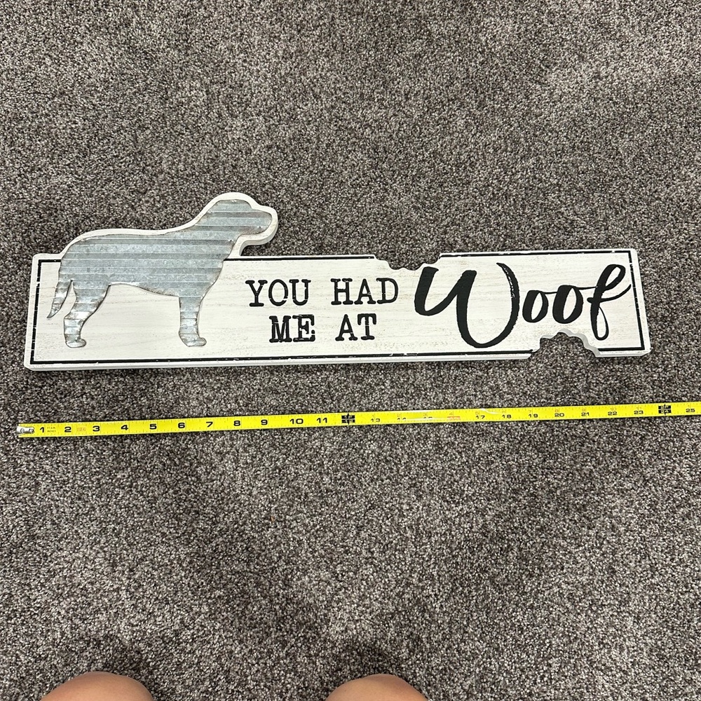 Rustic White and Gray Dog Sign